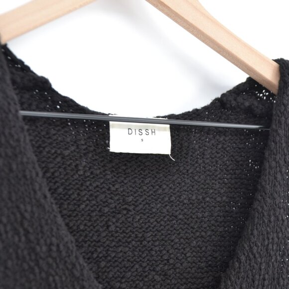 Dissh Dion Boucle Knit Longline Vest Top Cut Out Sleeveless Black Women's S - Picture 8 of 9